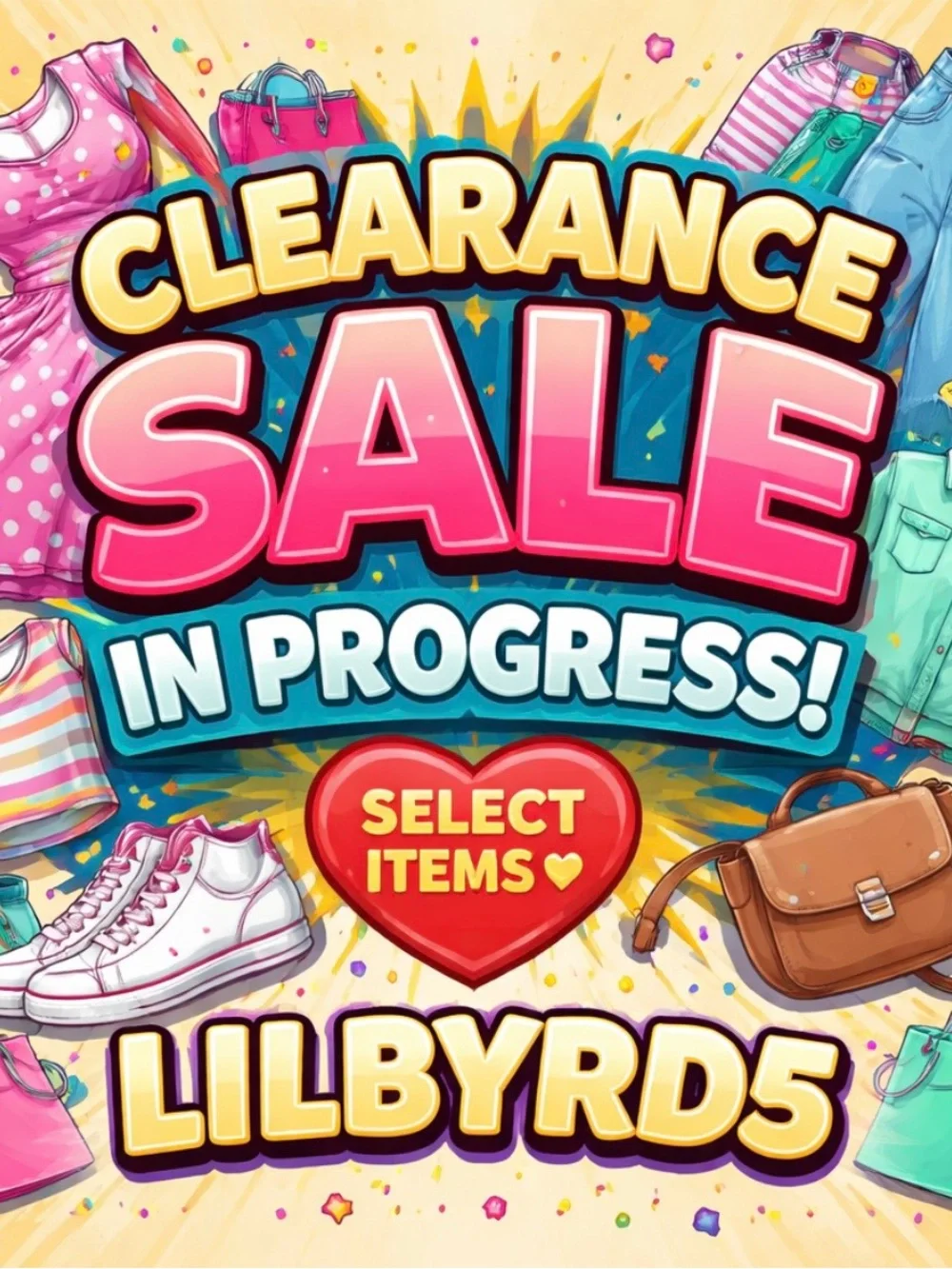 Clearance Sale Items w/Red Heart. Men’s, Women’s and Children’s  Drops 8/20/26